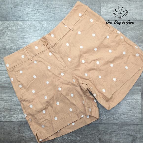 Loft 6" Linen Mid Rise Polka Dot Shorts Size 0 - Picture 1 of 7